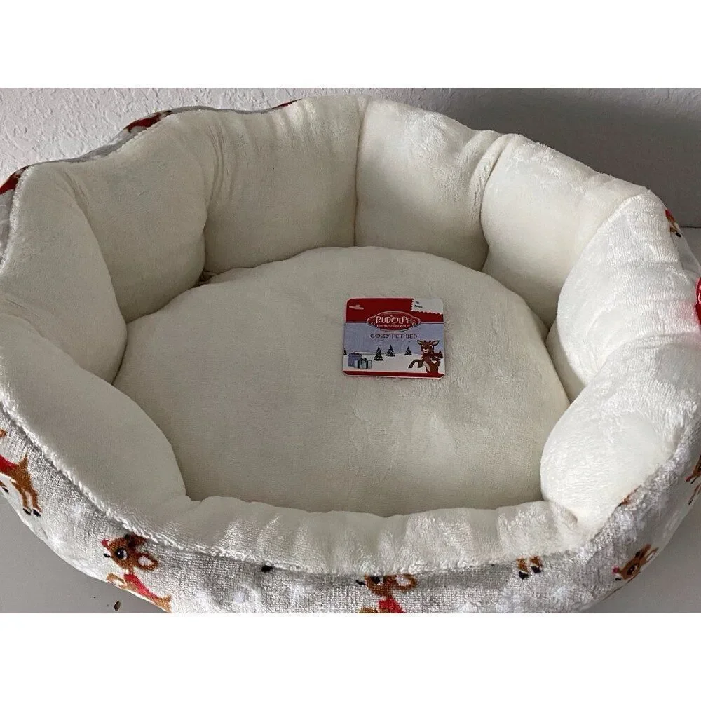 Rudolph The Red Nose Reindeer Cozy Cuddler Dog Pet Bed Soft Christmas‎ NEW